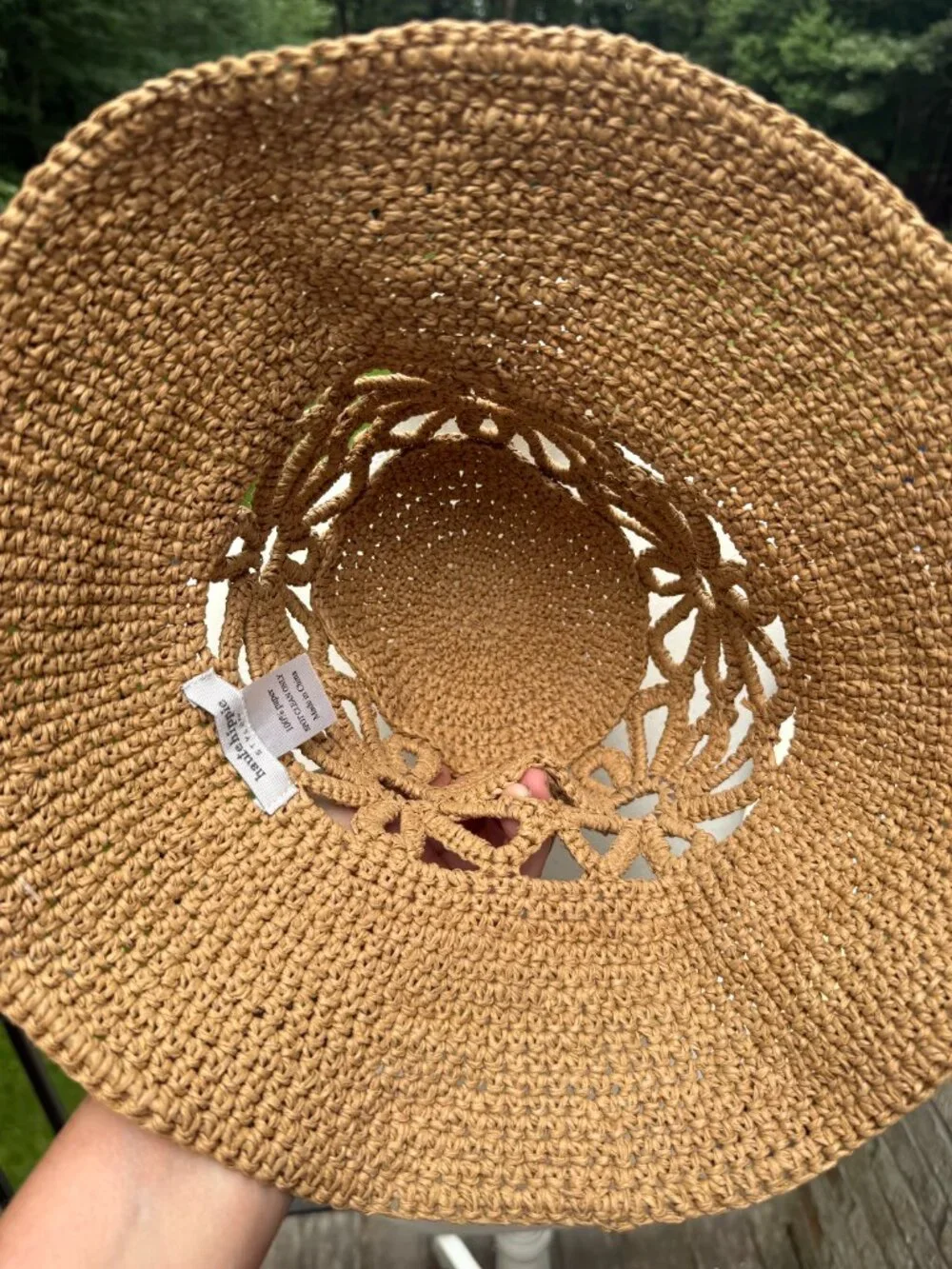Haute Hippie Daisy Cut Out Straw Bucket Hat Natural